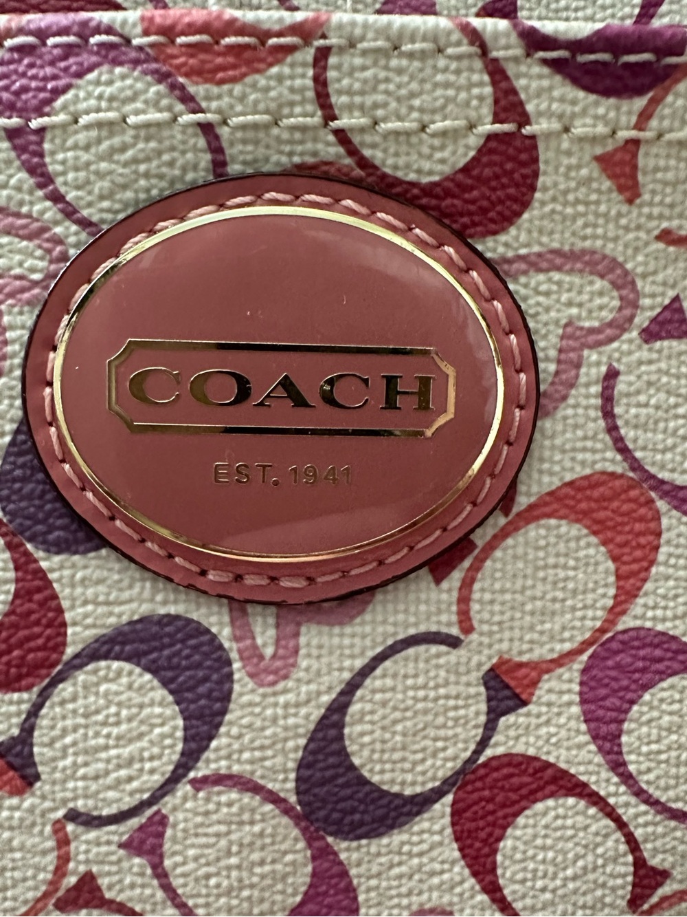 Coach Heritage Bias Signature Heart Tote Bag F18426 Pink Multi Canvas NWOT - Picture 3 of 15